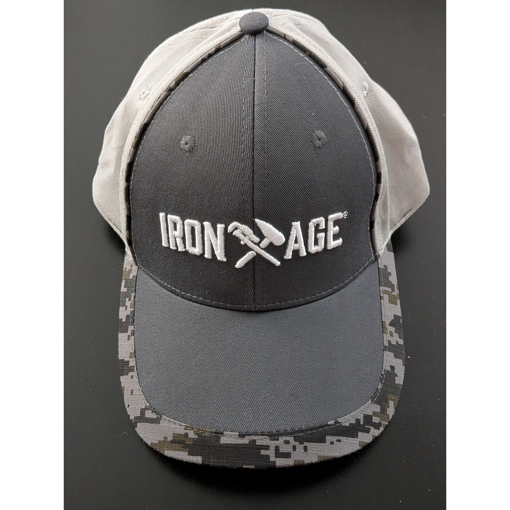 Iron Age Old School Tuff‎ Baseball Cap Gray Camo Strapback OSFM